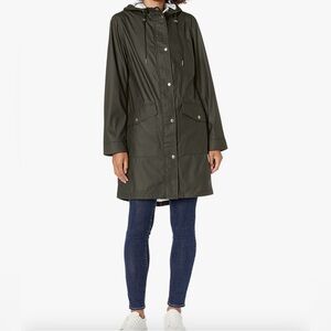 Levi’s Womens Olive Rubberized Fishtail Rain Parka Hooded Utility Jacket M